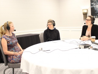 Amy Vener (center) joins co-hosts Sarah Rand (left) and Kris Stewart (right).